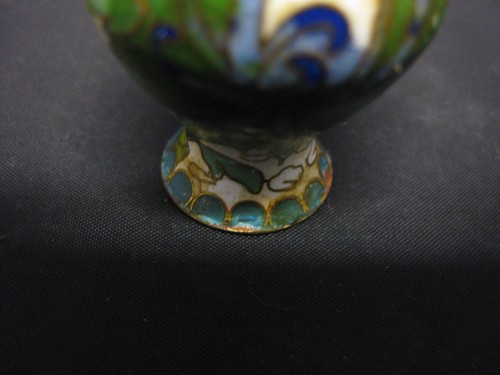 Jarrones Cloisonne vintage chinos hechos a mano en miniatura esmaltados - Imagen 6 de 8