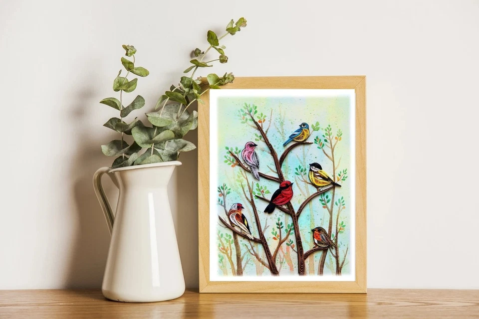 Birds Quilling Greeting Card - Unique Dedicated Handmade Art - Image 2 of 4