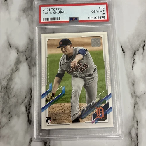 2021 TOPPS - 70 Years - #92 TARIK SKUBAL ROOKIE Card RC PSA 10 Cy Young Tigers