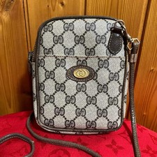 Gucci Shoulder Bag Brown Beige PVC Leather GG Supreme Mini Pochette From JAPAN