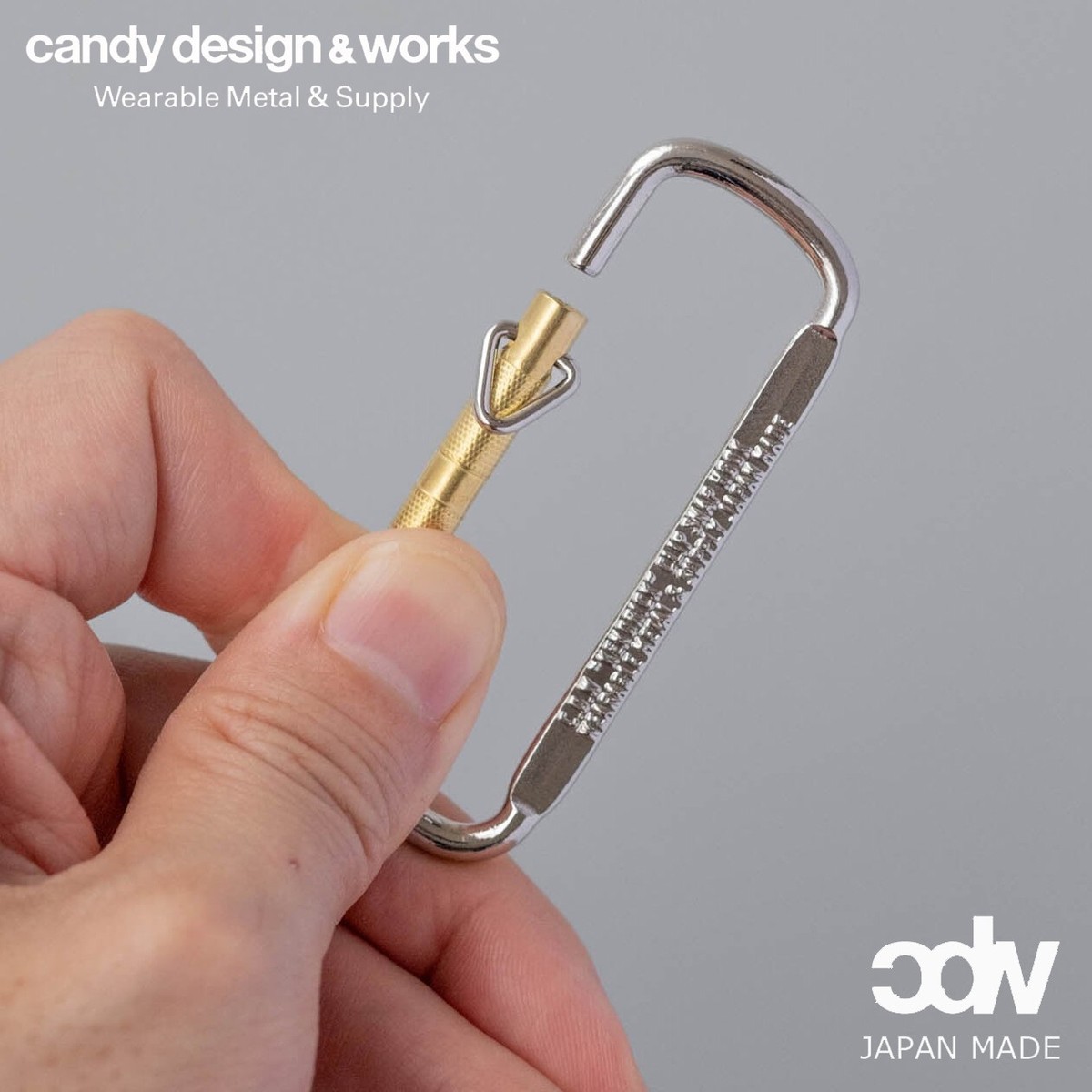 Candy Design & Works KENDRICK Brass/Chrome Keyring Carabiner Hand