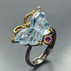 Jewellery 20 ct+ Natural Aquamarine Ring 925 Sterling Silver Size 8 /R482419