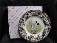 Spode Woodland Flat Coat Pointer Hunting Dog: NEW Dinner Plate, 10 1/2", Box