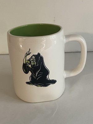Rae Dunn Evil Witch Mug Cup Ceramic Green Inside Halloween Black Ivory Ceramic