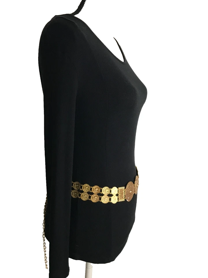 Женская цепочка ремень маленький средний золото широкая монета драгоценности со стразами ретро металл - Изображение 2 из 4