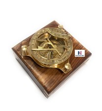 Brass Sundial Compass Marine Boat Gift Pocket Sun Dial in Box Nautical Marine...