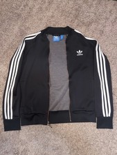 Adidas Originals Track Jacket Mens M Black Trefoil Logo 3 Stripes