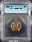 1929 S Lincoln Cent certified MS 64 RB by ICG! Unusual coloring!