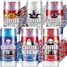 6Pcs Hair Glitter Stick, 4 Styles Face Body Glitter Makeup