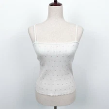 Vtg 90s Rampage Top Juniors 3 White Ribbed Sequins Fairy Festival Dainty Y2K