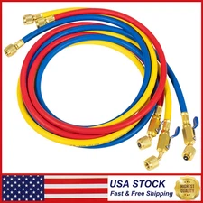 3X 29986 Plus II 1/4" Hose with Compact Ball Valve End Refrigerant Charging Hose