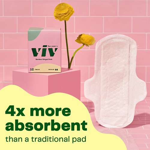 Viv for Your V Bamboo Organic Pads for Women | Soft, Thin, Absorbent Sanitary... - Picture 3 of 6