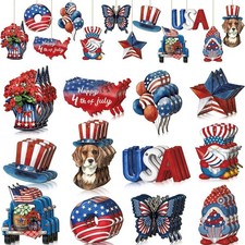 12 Pcs 4th of July Patriotic Hanging Ornaments Red White Blue Tree Decor Set