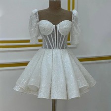 Puffy Sleeves Cocktail Dresses Woman Wedding Prom Dresses Gowns Graduation Dress