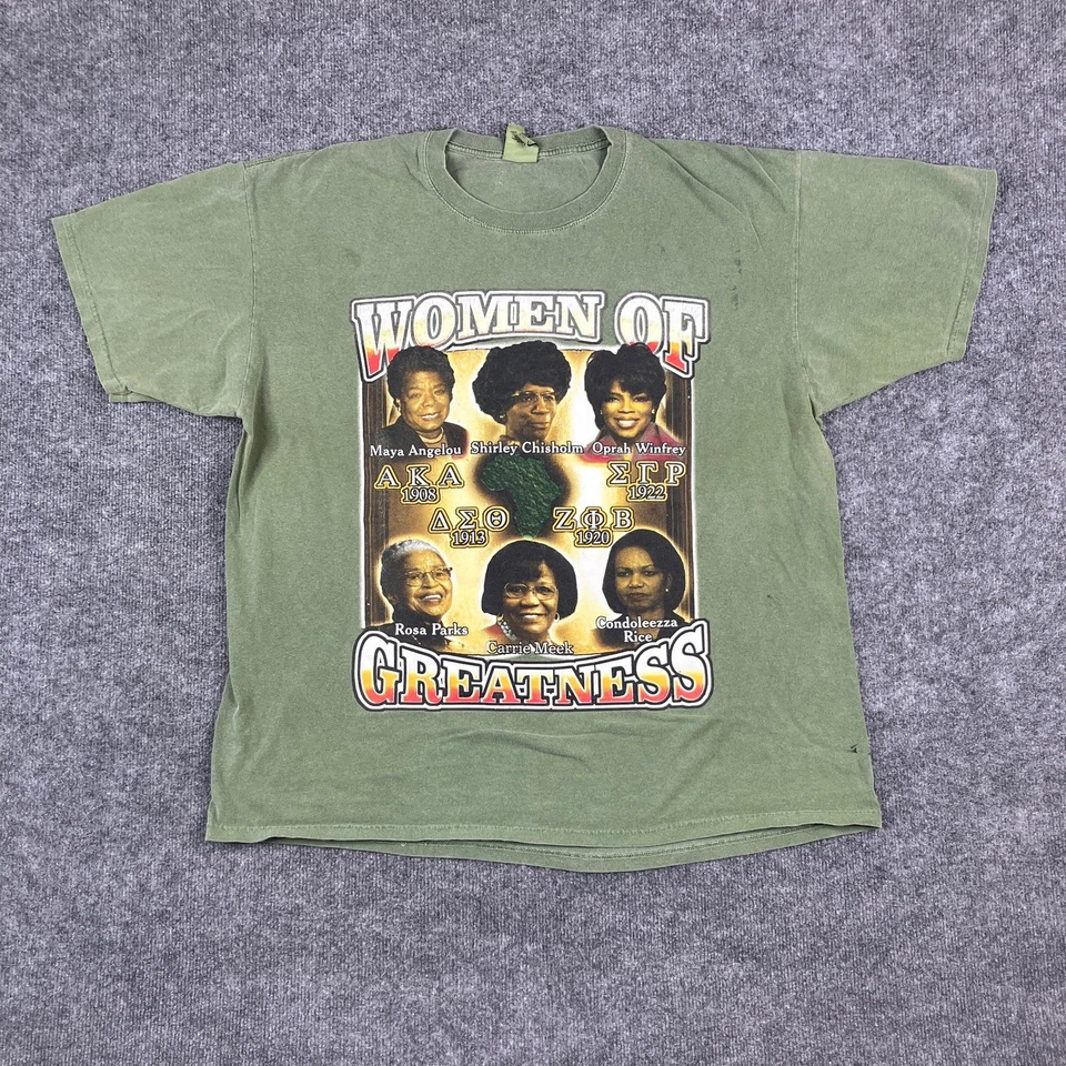 Autêntica camiseta masculina pigmento XL verde preta história gráfica feminina da grandeza - Imagem 2 de 4