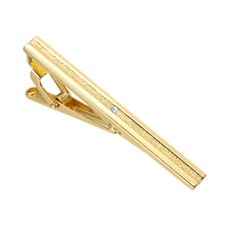 Tie Clip for Men, Rhinestones Necktie Tie Bar Pinch Clips, Gold Tone White 