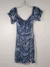 Urban Outfitters Blue Motif Print Mesh Bodycon Dress Size Medium NWT