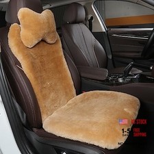 Fuzzy Fluffy Fur Sheepskin Universal Car 1 1 Front Seat  3 pack  Honey Beige
