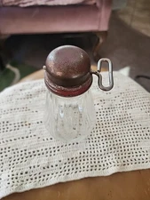 Vintage Hazel-Atlas Ribbed Glass Nut Chopper Grinder Jar 1930–1950 Farmhouse Dec