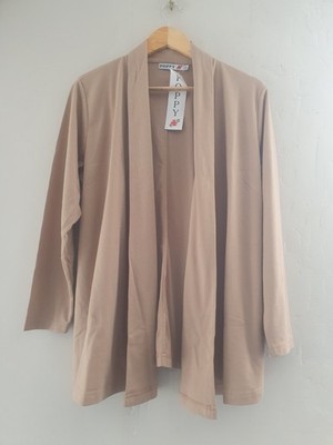 NEU HÜBSCHE POPPY BISCUIT BRAUNE OFFENE WASSERFALL CARDIGAN GLATT GRÖSSE 12 