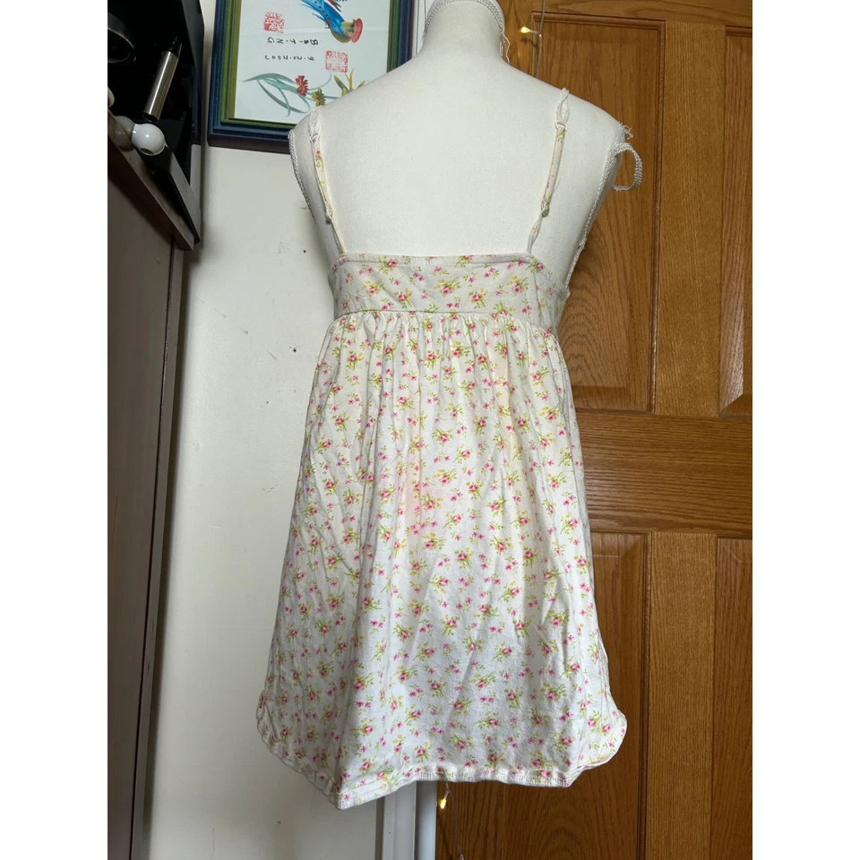 Victoria's Secret Floral Babydoll Mini Dress White Pink Cottagecore Lace FLAW* - Image 2 of 4