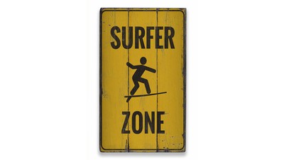 Surfer Zone Vintage Distressed Sign, Personalized Wood Sign