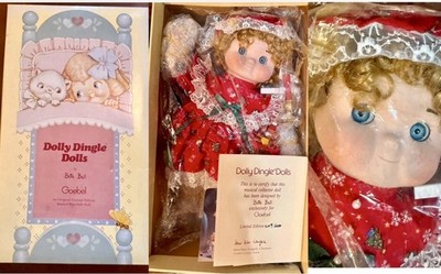 Vtg. Goebel Dolly Dingle Xmas Musical Porcelain Doll Bette Ball 14  ~NEW IN BOX