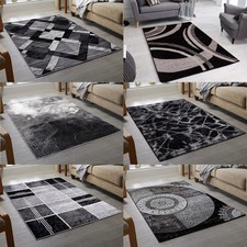 MODERNE GRAU SCHWARZ GÜNSTIGE MATTE FÜR WOHNZIMMER SCHLAFZIMMER VORLEGER WEICHBODENMATTE