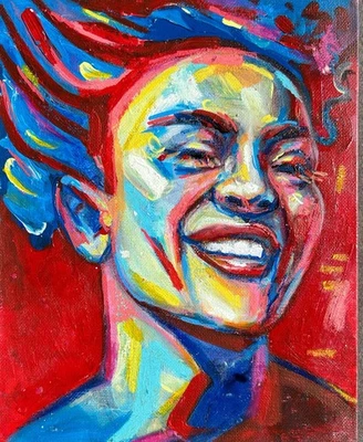 ORIGINAL Acryl Öl Bild Gemälde Frau Abstrakt Malerei Modern Erotik HANDGEMALT - Bild 1 von 4