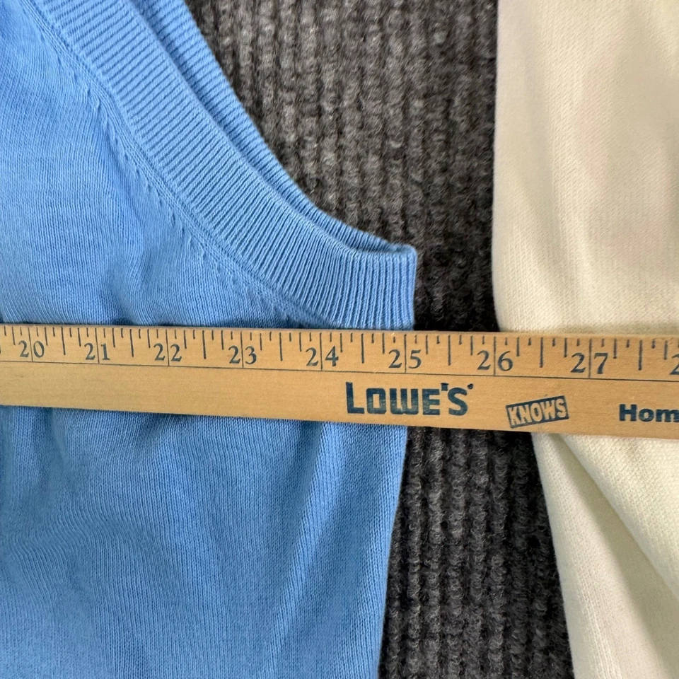 Chaps Suéter Chaleco Lote 2 XXL Azul Blanco Cuello en V Tejido Pullover Preppy Clásico Foto 4 de 4