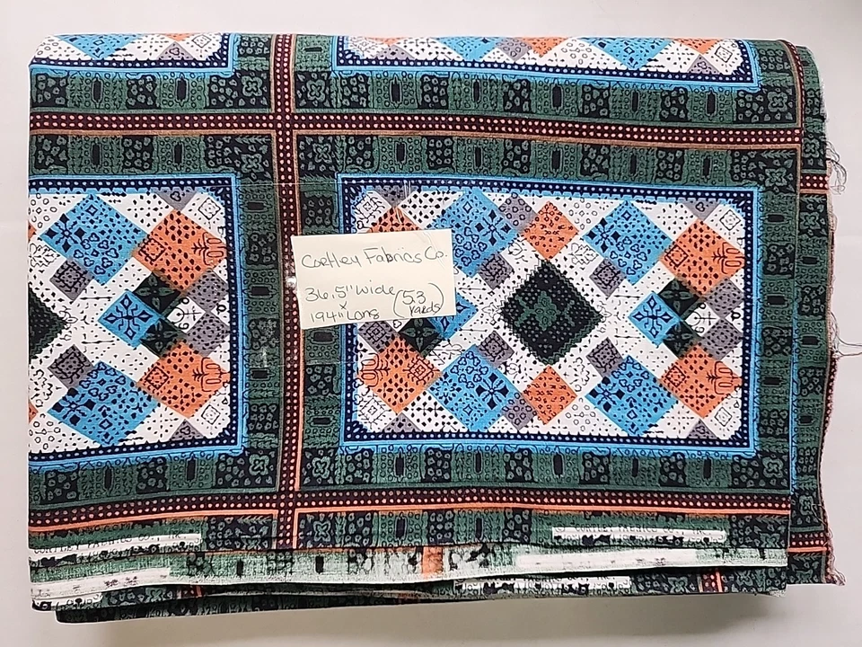 Cortley Fabric Cotton Patchwork Cheater Quilting Sewing Fabric 5.3yds X 36" Vtg - Image 2 of 4
