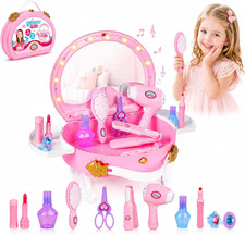 Toddler Vanity - Kids Pretend Play Princess Vanity Set with Mirror & Makeup Acce