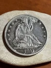 1857 Philadelphia Silver LIBERTY Seated Half Dollar