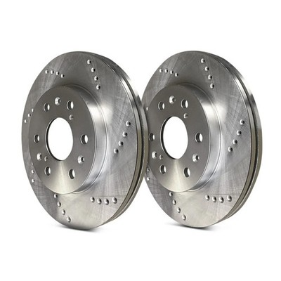 For Toyota Highlander 06-07 Cross Drilled 1-Piece Front Brake Rotors