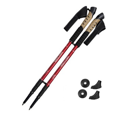 Pair 2 Trekking Walking Hiking Sticks Poles Adjustable 3 Section Anti-shock