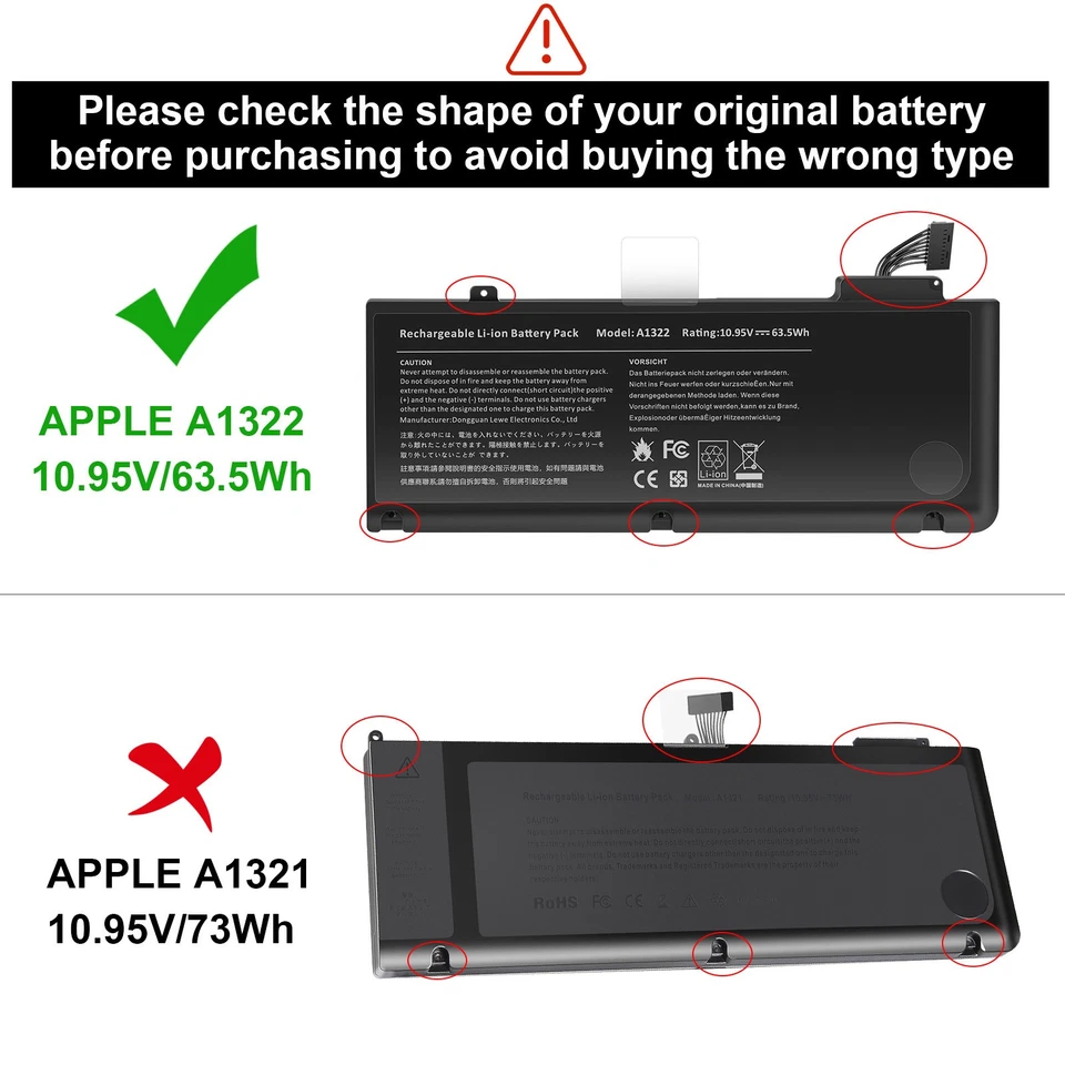 ✅A1278 A1322 Battery For MacBook Pro 13''Mid 2009 2010 Early/Late 2011 Mid 2012 - Image 2 of 4