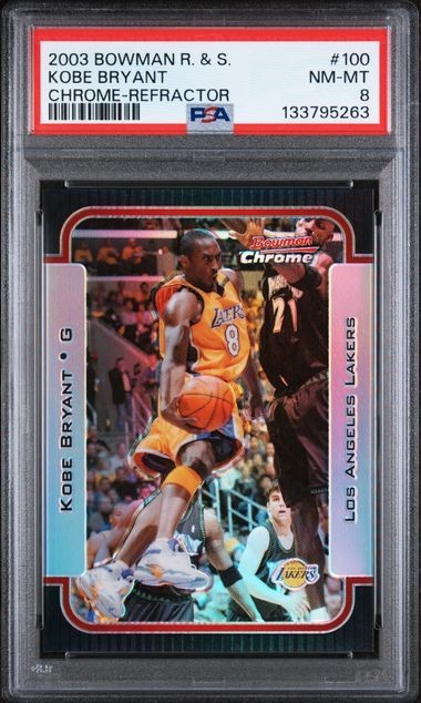 2003-04 Bowman Chrome Refractor #100 Kobe Bryant: Los Angeles Lakers /300 PSA 8