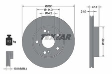 2x TEXTAR Bremsscheibe Vorderachse für HONDA