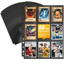 60 Pack 1080 Pockets Black Trading Card Sleeves Binder Sheets, Double Sided T...