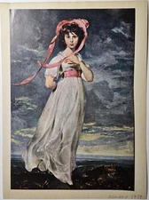 Vintage 60s Fine Art Print Lithograph Portrait Pinkie by Sir Thomas Lawrence