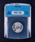 1942 Washington Quarter 25c ANACS MS62 Thin Holder ANA694