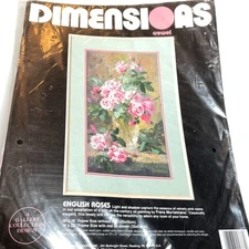 Dimensions Crewel Embroidery Kit English Roses 1376 10 x 18" unopened VTG 1990