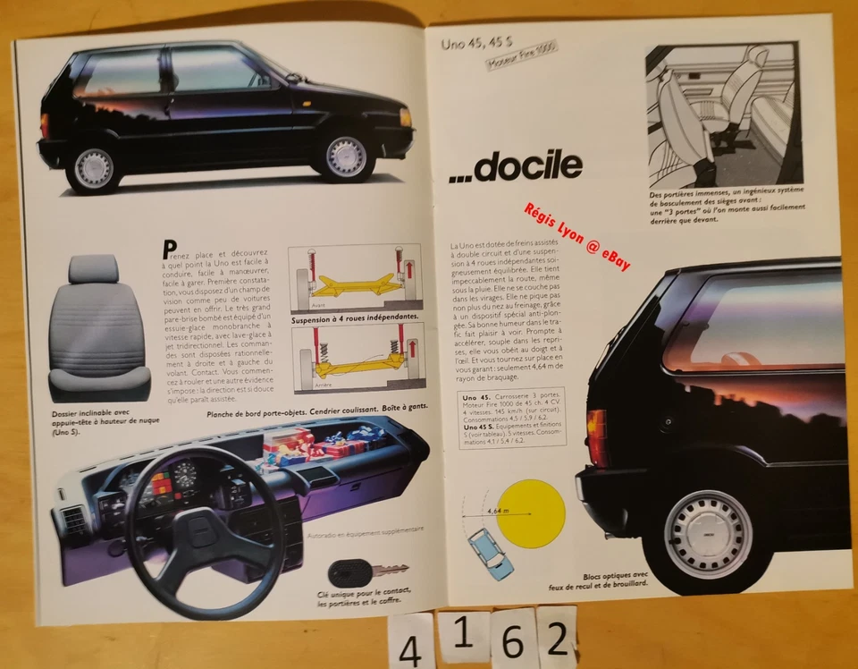 FIAT UNO 45/ 60/ 70/ TURBO i.e./ DIESEL Prospectus Fr 16 pages 9/1985 - Photo 4/4