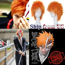 Anime Bleach Kurosaki Ichigo Costume Orange Wigs Hair For Halloween Cosplay Prop