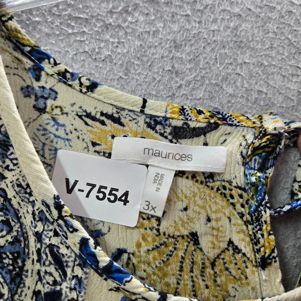 Blusa Maurices Mujer Top 3X Amarillo Floral Paisley Boho Manga Acampanada Pullover Foto 2 de 4