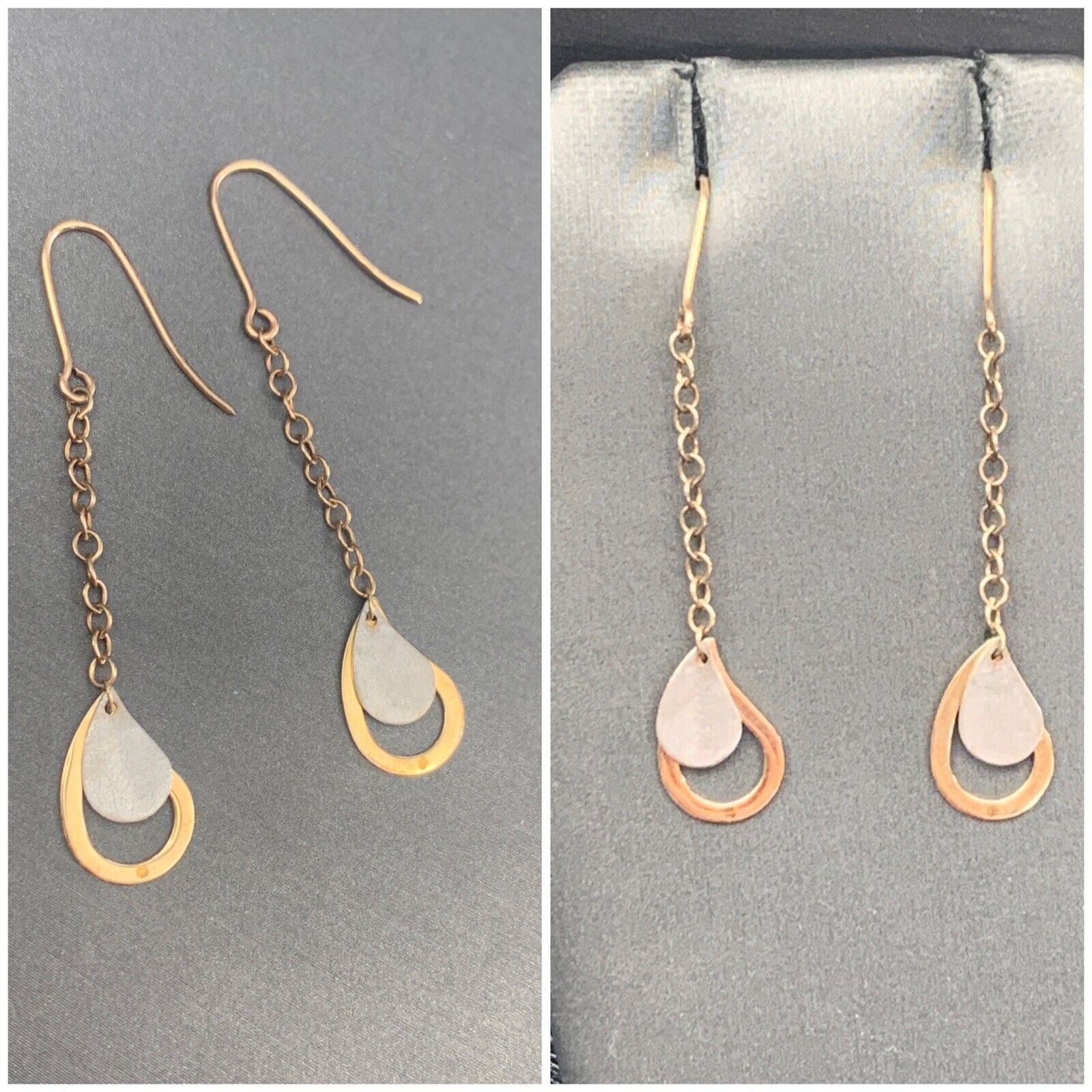 14K Solid Yellow Gold Chain Threader Drop Dangle … - image 1