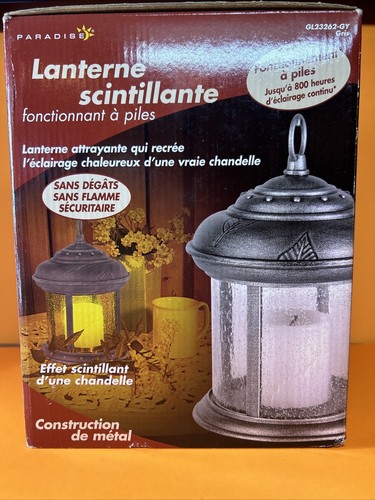 9x7” Grey Metal Paradise Battery Operated Flickering Candle Light Lantern NEW!!! - Picture 4 of 5
