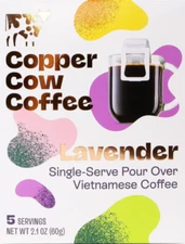 Copper Cow Pour Over Vietnamese Coffee LAVENDER 5 Single Serve Packet Sealed Box