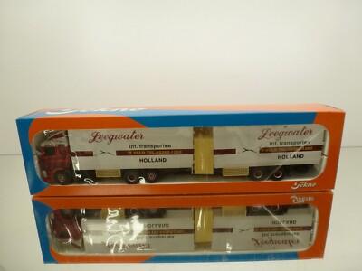 TEKNO HOLLAND DAF 95 TRUCK + TRAILER - LEEGWATER - RED+WHITE 1:50 - GOOD IN BOX