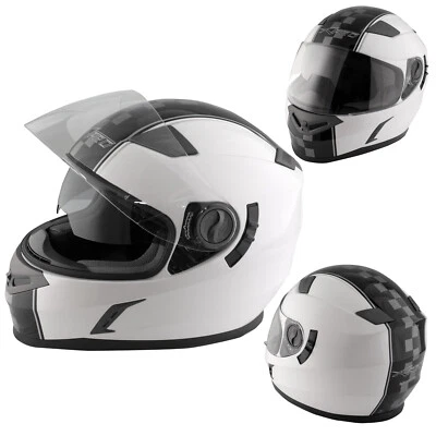 Casque Homologué Integral Moto Scooter Visière Pare Soleil Touring Blanc - Photo 1/4